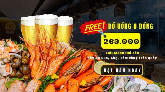 Quầy buffet phong phú tại Mr.Mộc Buffet