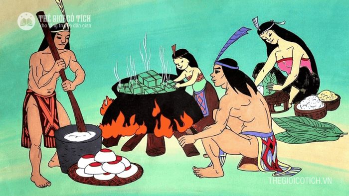 Hình ảnh minh họa nghệ thuật: Bánh chưng truyền thống