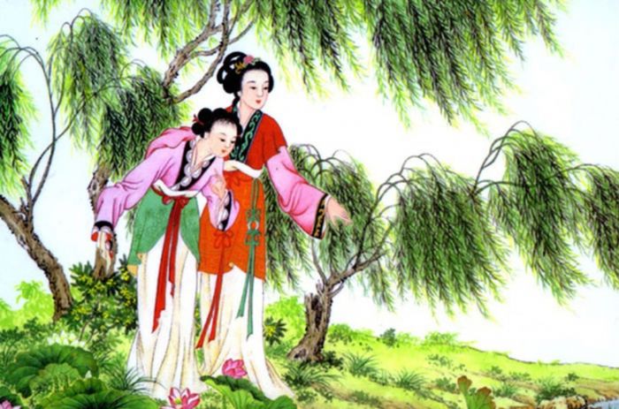 Hình ảnh minh họa số 1: Tranh vẽ chân dung Thúy Kiều và Thúy Vân theo phong cách hội họa truyền thống