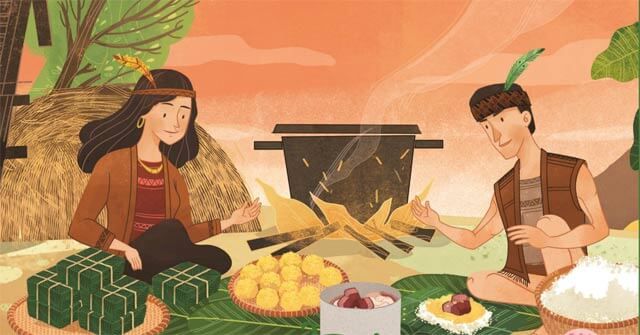 Hình minh họa nghệ thuật: Bánh chưng bánh giầy truyền thống
