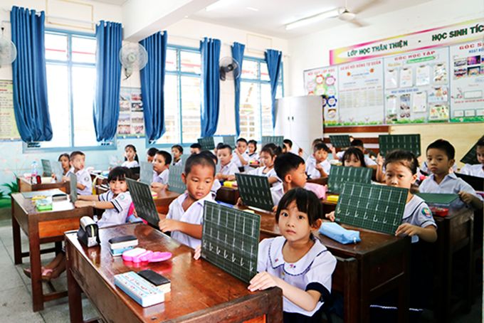 Hình ảnh minh họa học sinh ngồi học đúng tư thế (Nguồn: Internet)