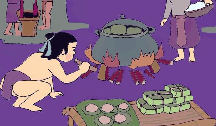 Hình ảnh minh họa nghệ thuật: Bánh chưng truyền thống