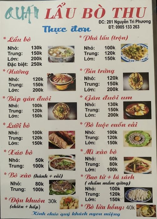 Nồi lẩu bò thơm ngon đặc trưng tại Lẩu Bò Thu