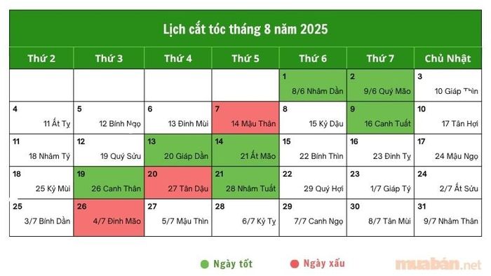 khám phá bí kíp chọn ngày cắt tóc tháng 8 năm 2025