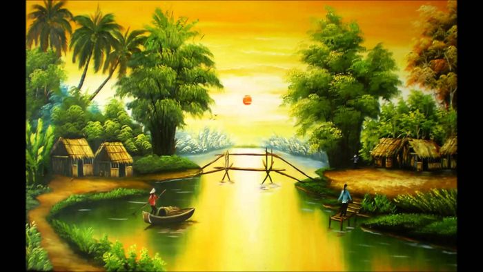 Hình ảnh minh họa số 1: Thôn Vĩ Dạ trong ánh hoàng hôn