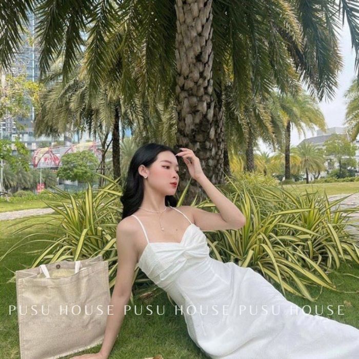 Hình ảnh đầm hai dây thanh lịch của PUSU HOUSE - Chuyên thời trang thiết kế, ảnh 2
