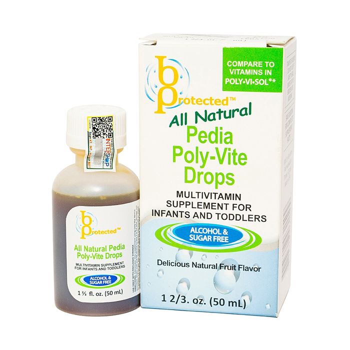 Hình ảnh bao bì và ống hút định lượng Pedia Poly-Vite Drops