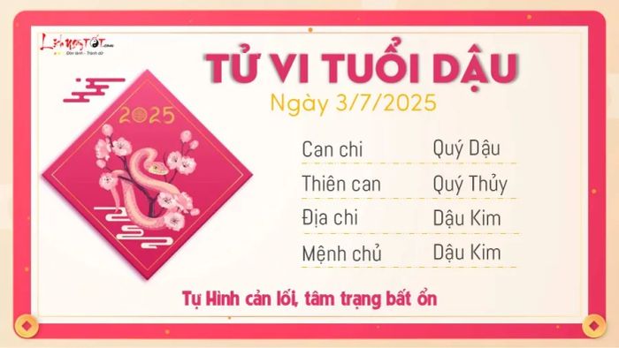 Tử vi trọn ngày 3/7/2025 - Tuổi Dậu