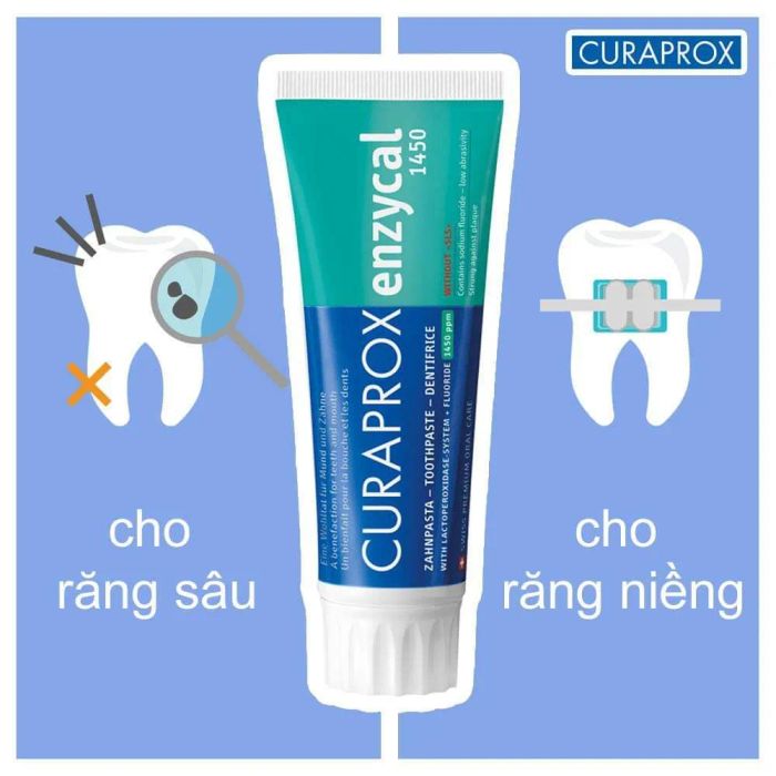 Hình ảnh kem đánh răng Curaprox Enzycal 1450 cho người niềng răng