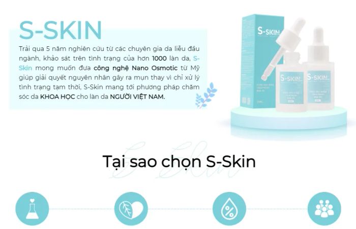 Hình Ảnh Serum Trị Mụn S-Skin BHA 2% - Tinh Chất Trị Mụn Hiệu Quả
