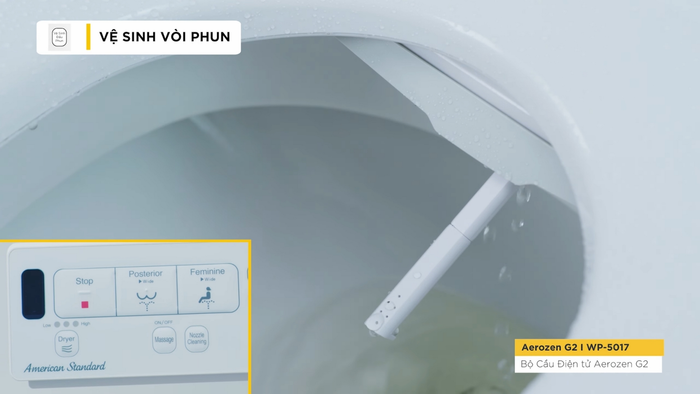 Bồn cầu điện tử American Standard New AeroZen WP-5017 tính năng vệ sinh vòi phun