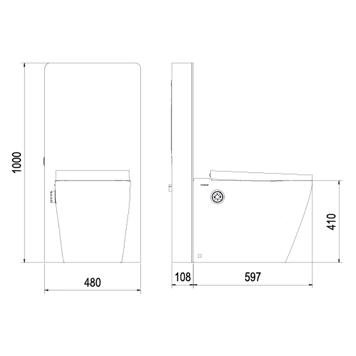 Bản vẽ kỹ thuật của bồn cầu đặt sàn nắp điện tử G-Smart Viglacera Platinum P.16.321-B