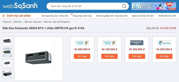 Điều hòa Panasonic 48000 BTU 1 chiều 48PFB1H5 có giá thành phải chăng 