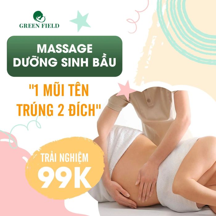 Hình ảnh liệu trình massage bầu kết hợp thai giáo tại Green Field