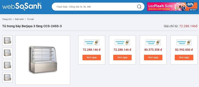 Tủ mát Berjaya 3 tầng CCS-24SS-3 giá bao nhiêu tiền