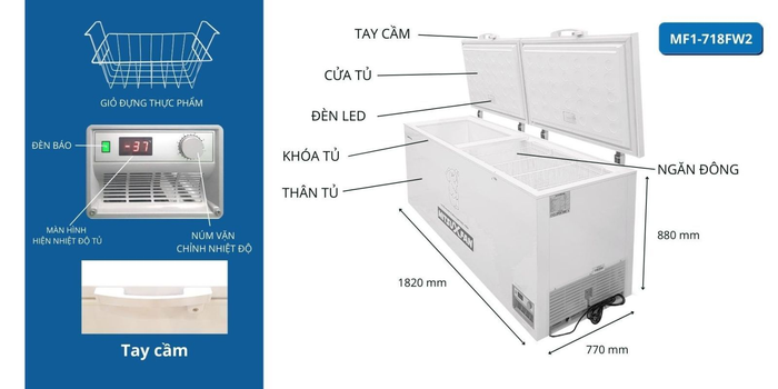  Tủ đông Mitsuxfan inverter 1 ngăn 900 lít MF1-718FWE2