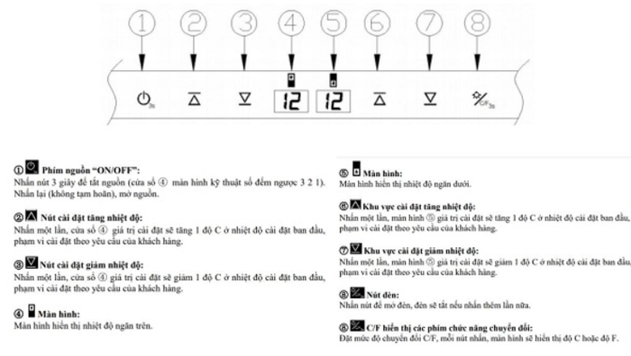 Tủ bảo quản rượu âm tủ Malloca MWC-180BG (154 chai) có bảng điều khiển cảm ứng