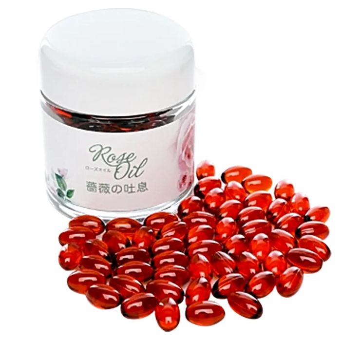 Hình ảnh thực tế viên uống Rose Oil chính hãng - góc cận cảnh