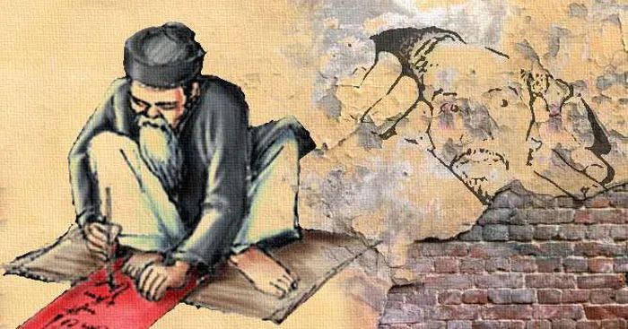Tranh minh họa số 2 - Hình ảnh ông đồ xưa (Nguồn: Bảo tàng Văn học Việt Nam)