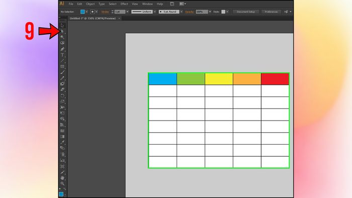 Hướng dẫn từng bước thứ 5 tạo bảng bằng Rectangle trong Illustrator (Kèm ảnh minh họa)