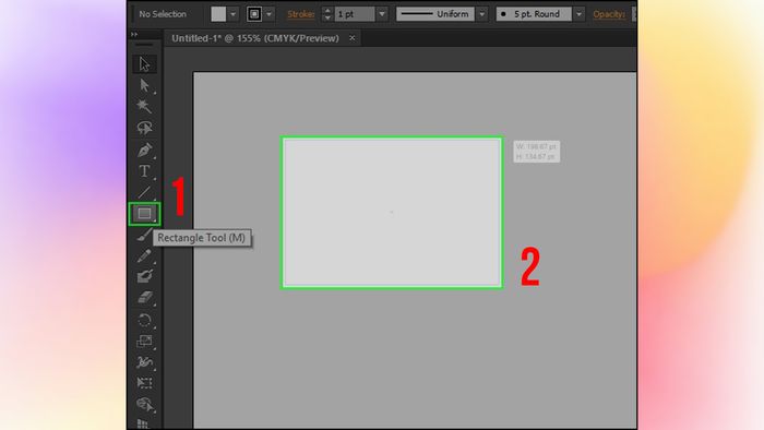 Hướng dẫn chi tiết bước 1 tạo bảng trong Illustrator bằng công cụ Rectangle (Kèm ảnh minh họa)
