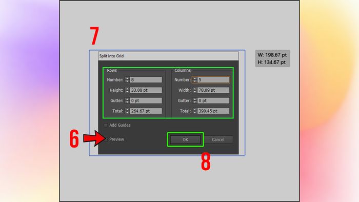 Hướng dẫn chi tiết bước 3 tạo bảng bằng Rectangle trong Illustrator (Có hình minh họa)