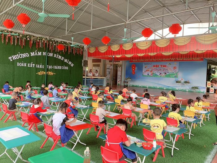 Hình ảnh khu vui chơi sáng tạo tại Trường Mầm non Bình Minh