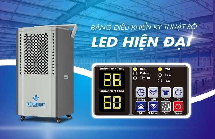 Bảng điều khiển của máy hút ẩm Kosmen KM-150S