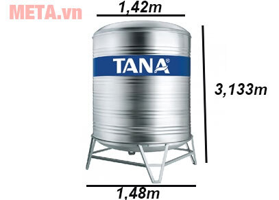 Bồn nước inox Tân Á đứng TA4500 (Ø 1420) - 4500L