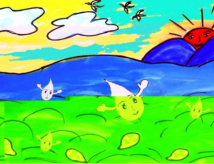 Tranh minh họa sống động hành trình Giọt nước Tí Xíu (Nguồn: Sưu tầm)