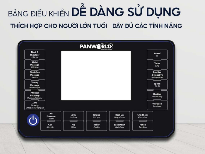Bảng điều khiển của ghế massage
