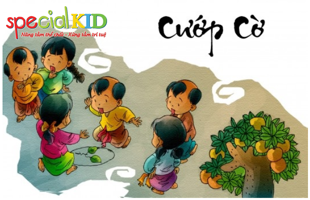 Hình ảnh vui nhộn: Các bé hào hứng tham gia trò chơi cướp cờ