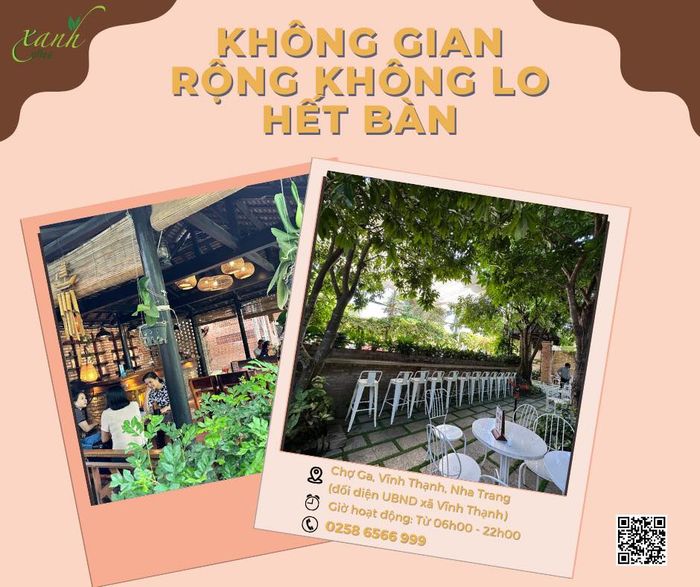 Không gian xanh mát tại Xanh Coffee