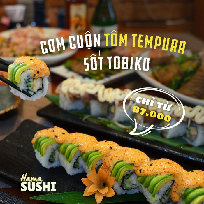 Những món sushi tươi ngon được trình bày tinh tế tại Hama Sushi