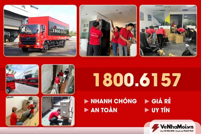 Hình ảnh đội ngũ và xe tải Về Nhà Mới