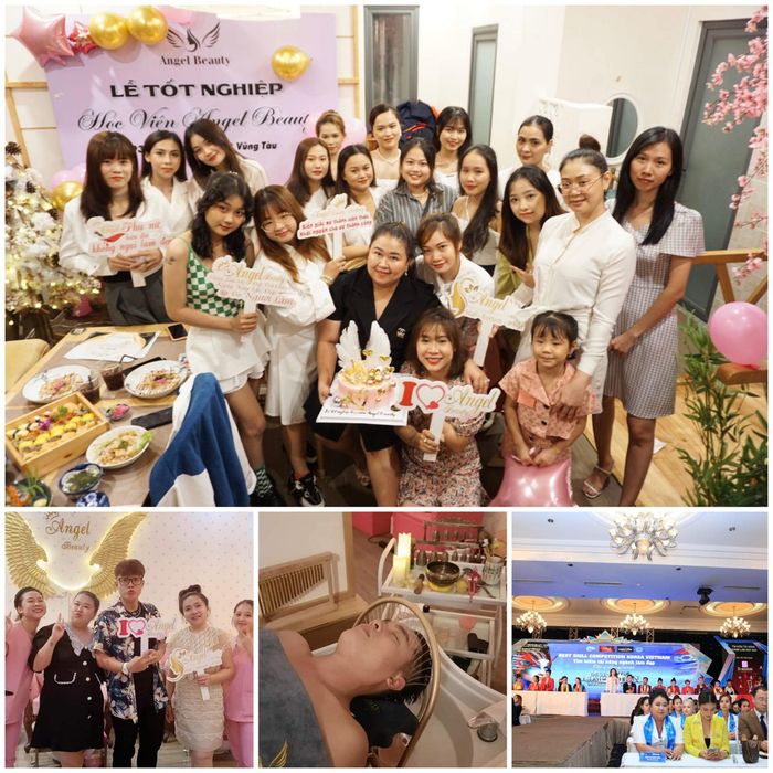 Học viên thực hành kỹ thuật gội đầu dưỡng sinh cao cấp tại Angel Beauty