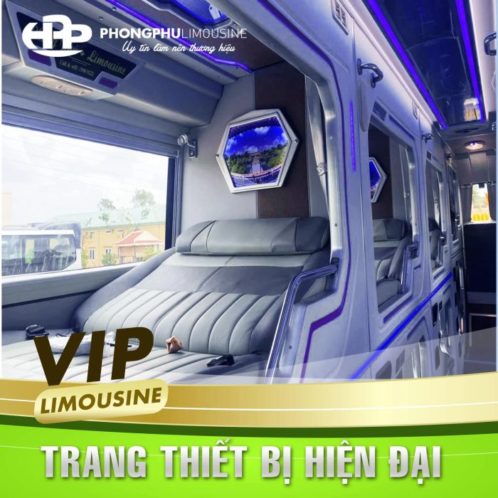 Nội thất cao cấp và tiện nghi trên xe Phong Phú Limousine