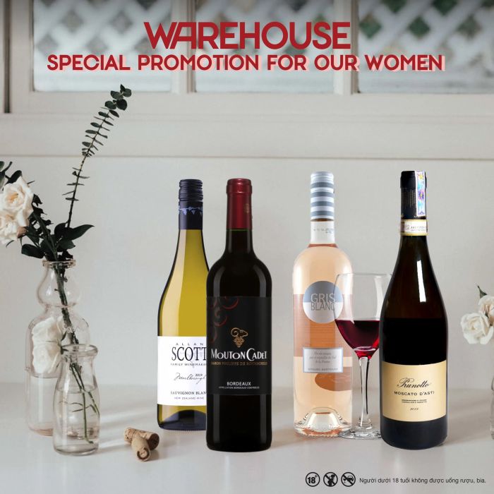Hình ảnh bộ sưu tập rượu đa dạng tại The Warehouse