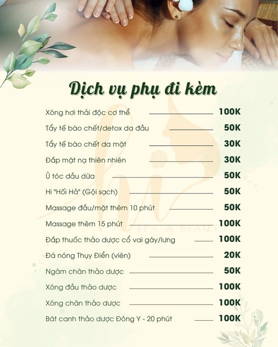 Hình ảnh các dịch vụ đi kèm độc quyền tại Hi Spa