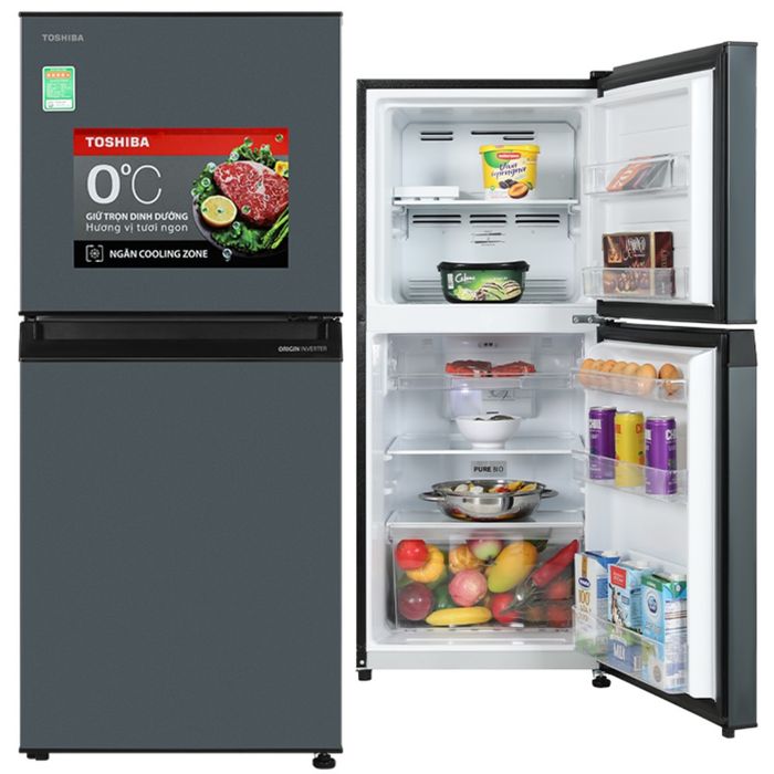Hình ảnh tủ lạnh Toshiba góc nhìn đa chiều với thiết kế tinh tế