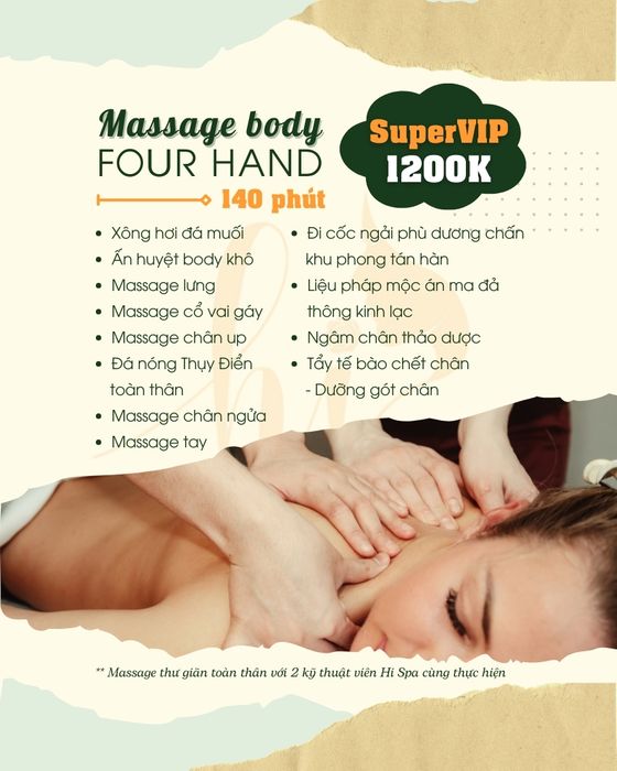 Trải nghiệm massage Four hand đẳng cấp tại Hi Spa