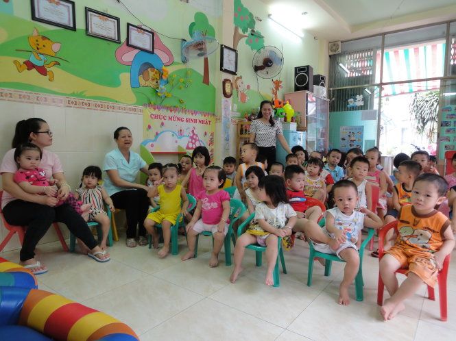 Khuôn viên xanh mát tại Mầm Non Liên Thủy