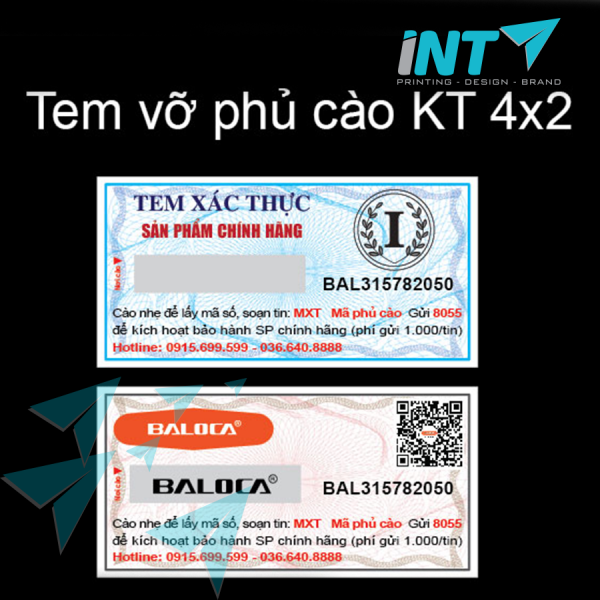 Hình ảnh sản phẩm tem vỡ cao cấp từ INT Việt Nam
