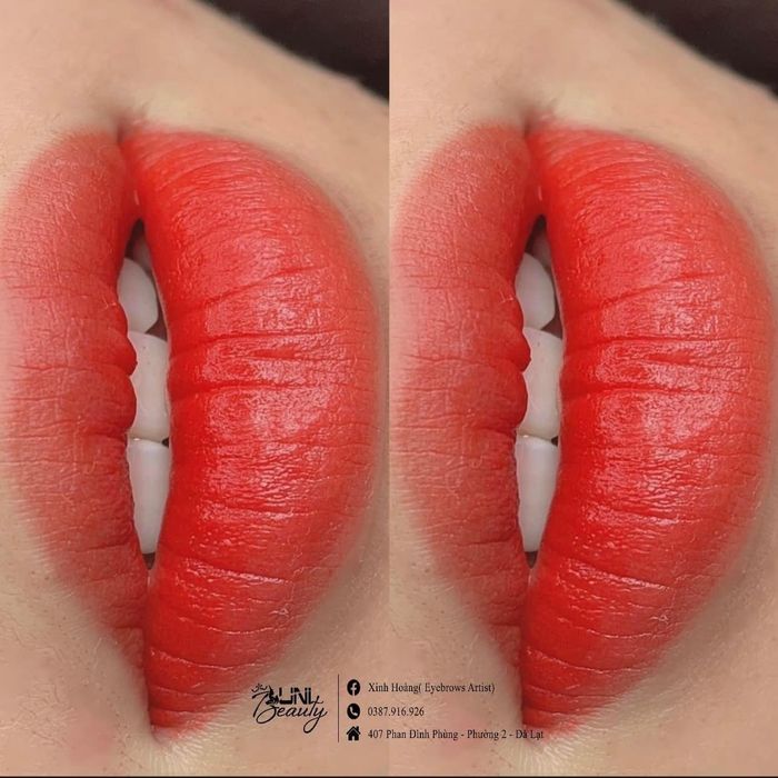 Hình ảnh kết quả phun môi tự nhiên, căng mọng tại Uni Beauty Academy