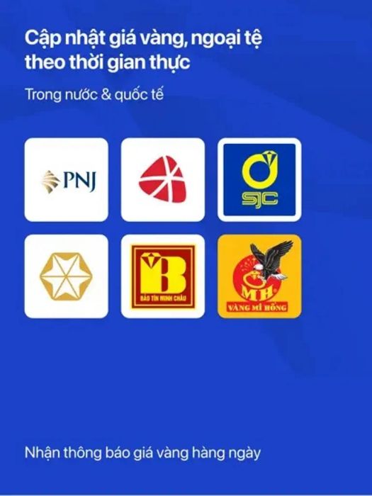 Giao diện ứng dụng Giá Vàng Việt Nam