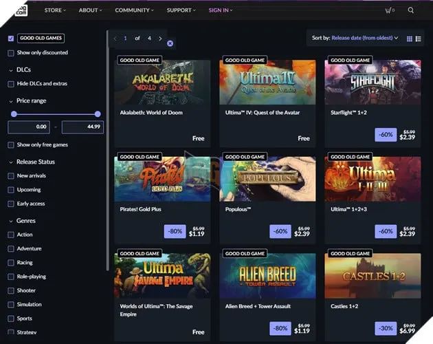 Các tựa game cổ được GOG duy trì