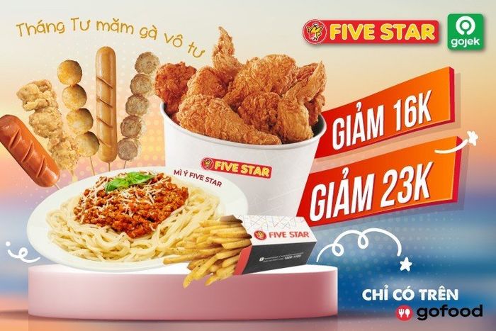 Hình ảnh combo gà rán đầy ắp tại Five Star