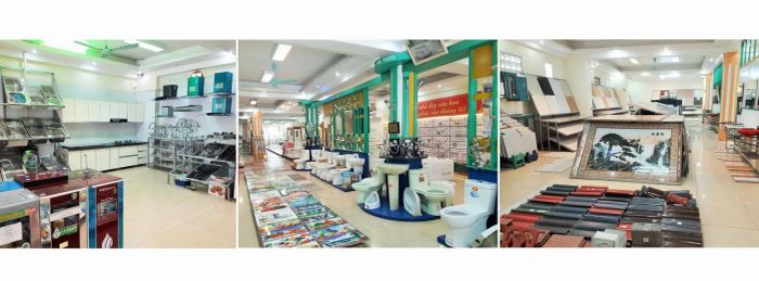 Không gian trưng bày ấn tượng tại Vật Liệu Xây Dựng Gia Dụng Long Liễu
