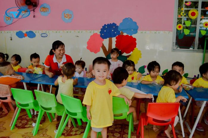 Khuôn viên xanh mát của Trường mầm non Tri Thức
