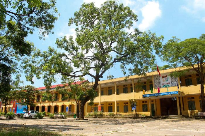 Khuôn viên xanh mát của THCS Lê Lợi